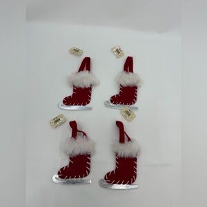 Lot Of 4 New Bath & Body Works Red Skate Lip Gloss Gift holder bag Ornament.